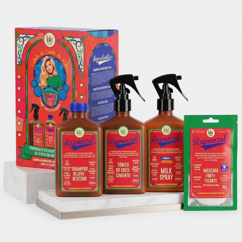 Kit Lola Rapunzel Crescimento Capilar - Shampoo, Máscara, Tônico e Milk