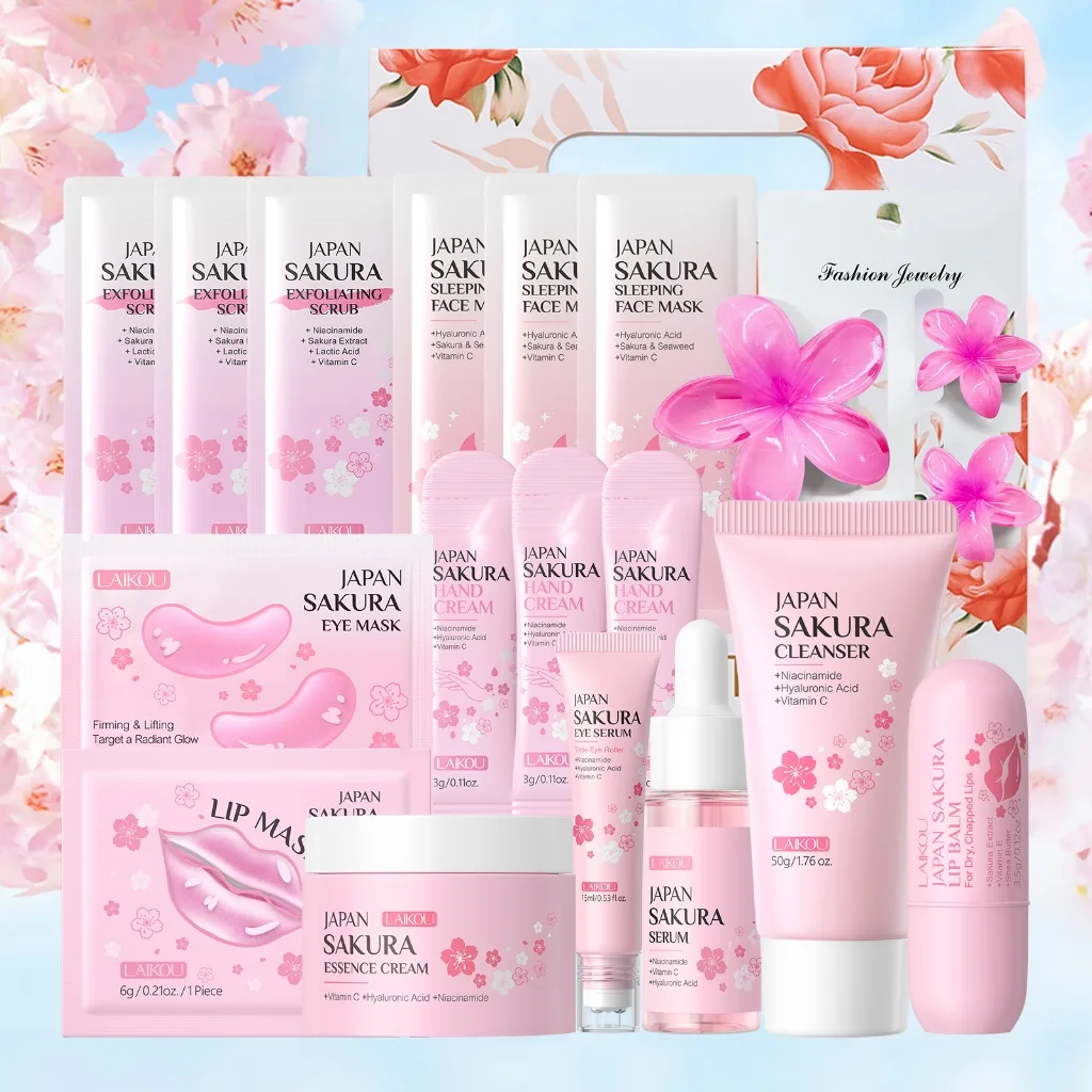 Kit Skincare Sakura LAIKOU 11 Peças - Kit Presente Feminino