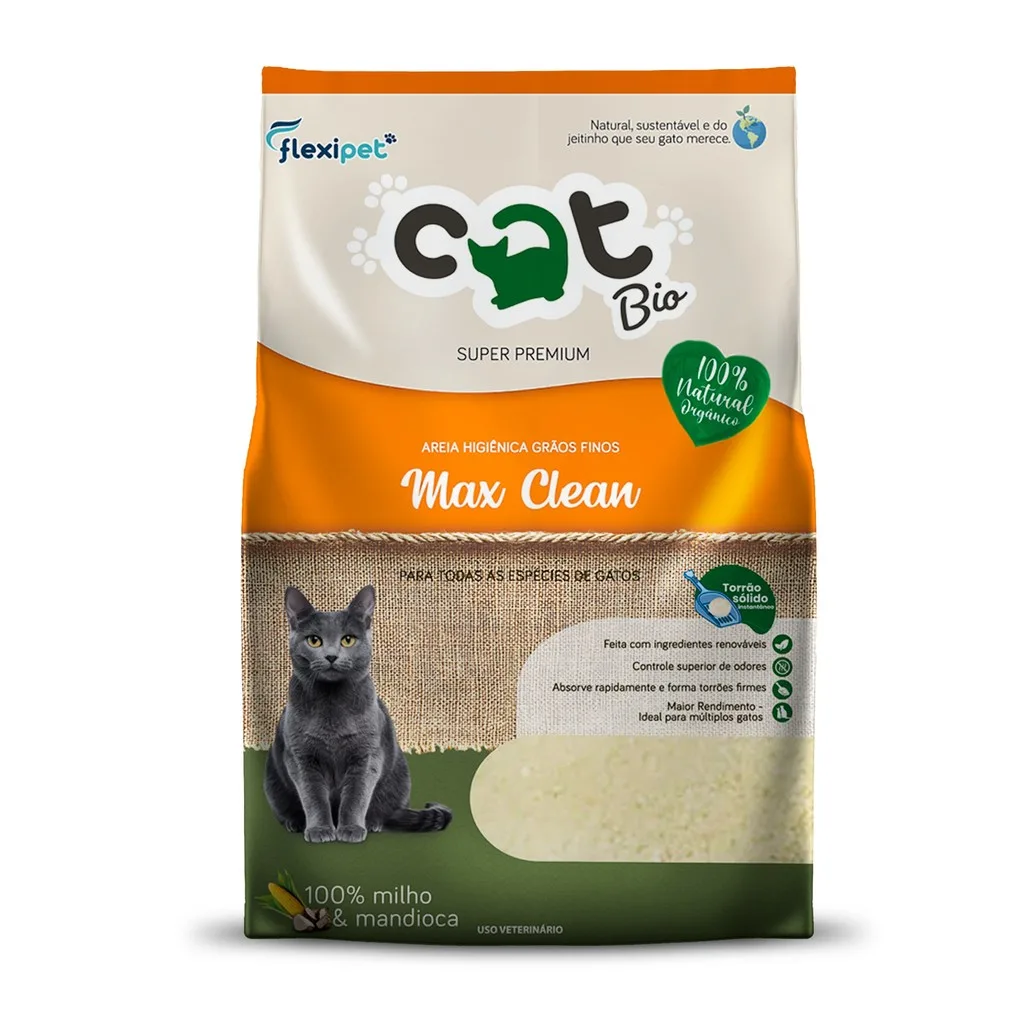 Areia Catbio Biodegradável 4kg Max Clean - Grãos Finos