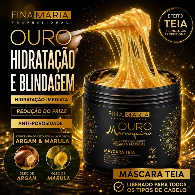 Ultra Hidratação Efeito Teia com Óleos Marroquinos - Ouro Marroquino Fina Maria Profissional