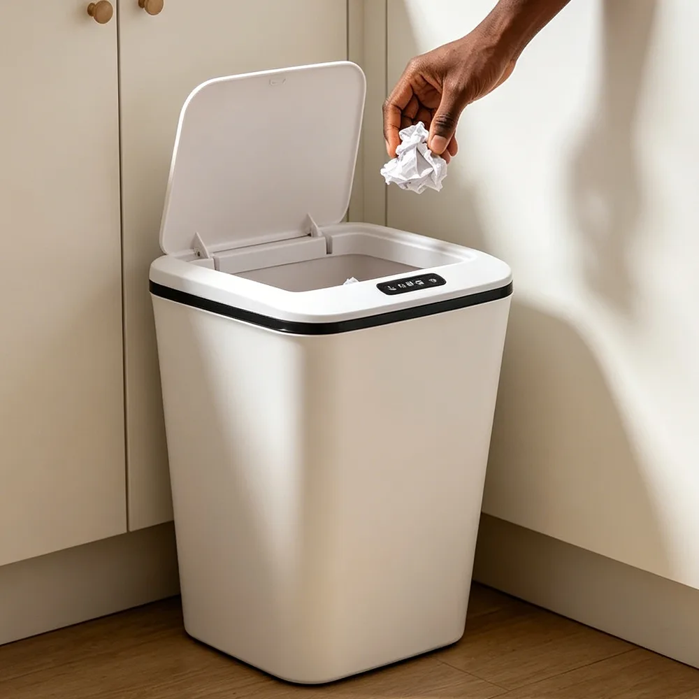 Lixeira com Sensor Automático 16L Recarregável para Cozinha, Banheiro e Escritório