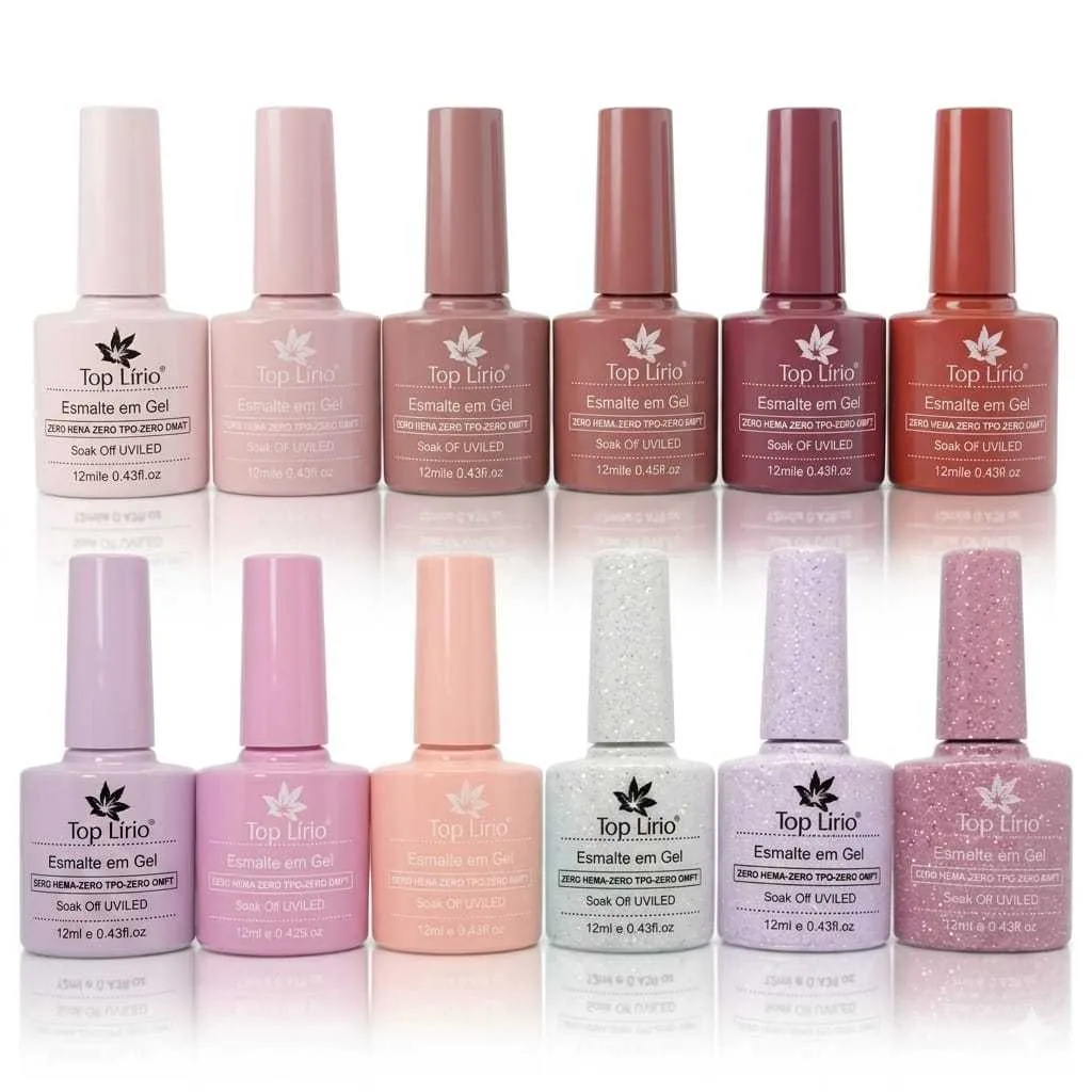 Kit 12 Esmaltes em Gel LED/UV Soak-Off para Manicure