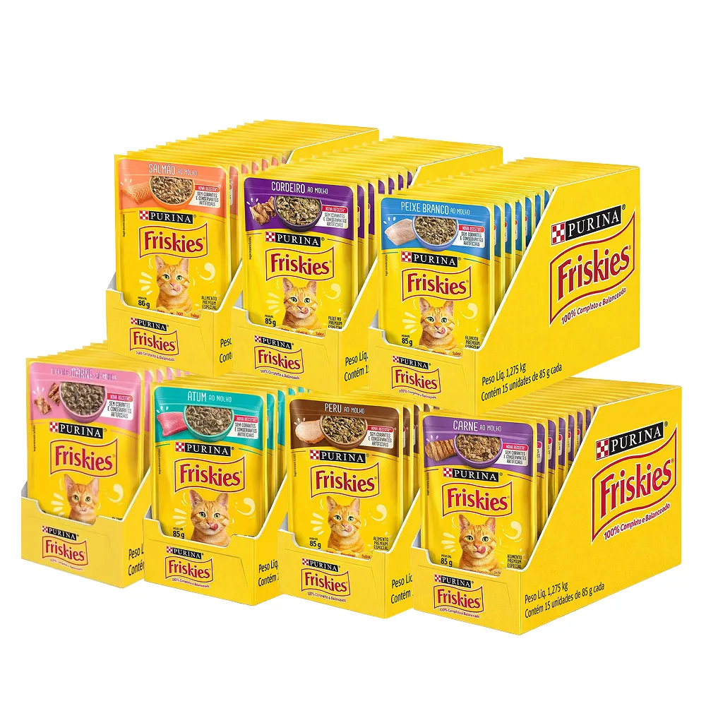 Ração Úmida Friskies 85g - Caixa com 15 Unidades