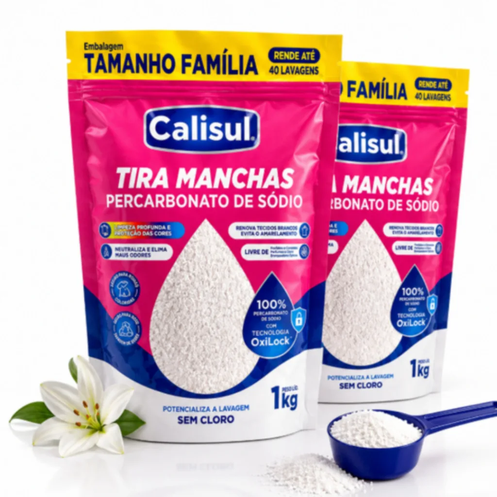 Alvejante Percarbonato de Sódio Calisul 99% Sem Cloro para Roupa Branca e Colorida