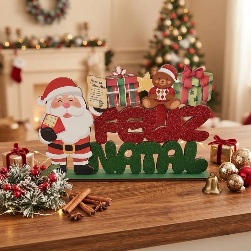 Placa Decorativa de Natal em MDF - Papai Noel