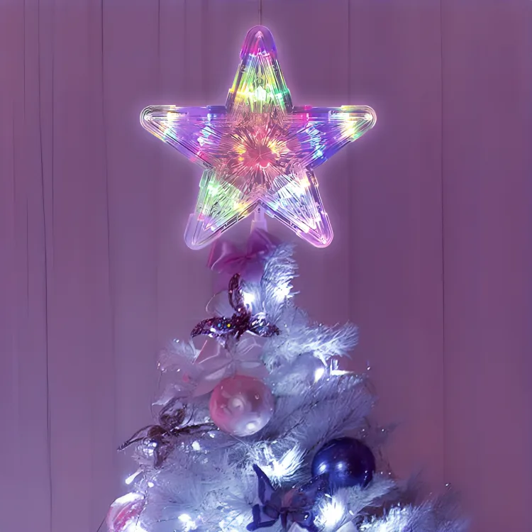 Ponteira Estrela LED Colorida 20 cm para Árvore de Natal - 110V
