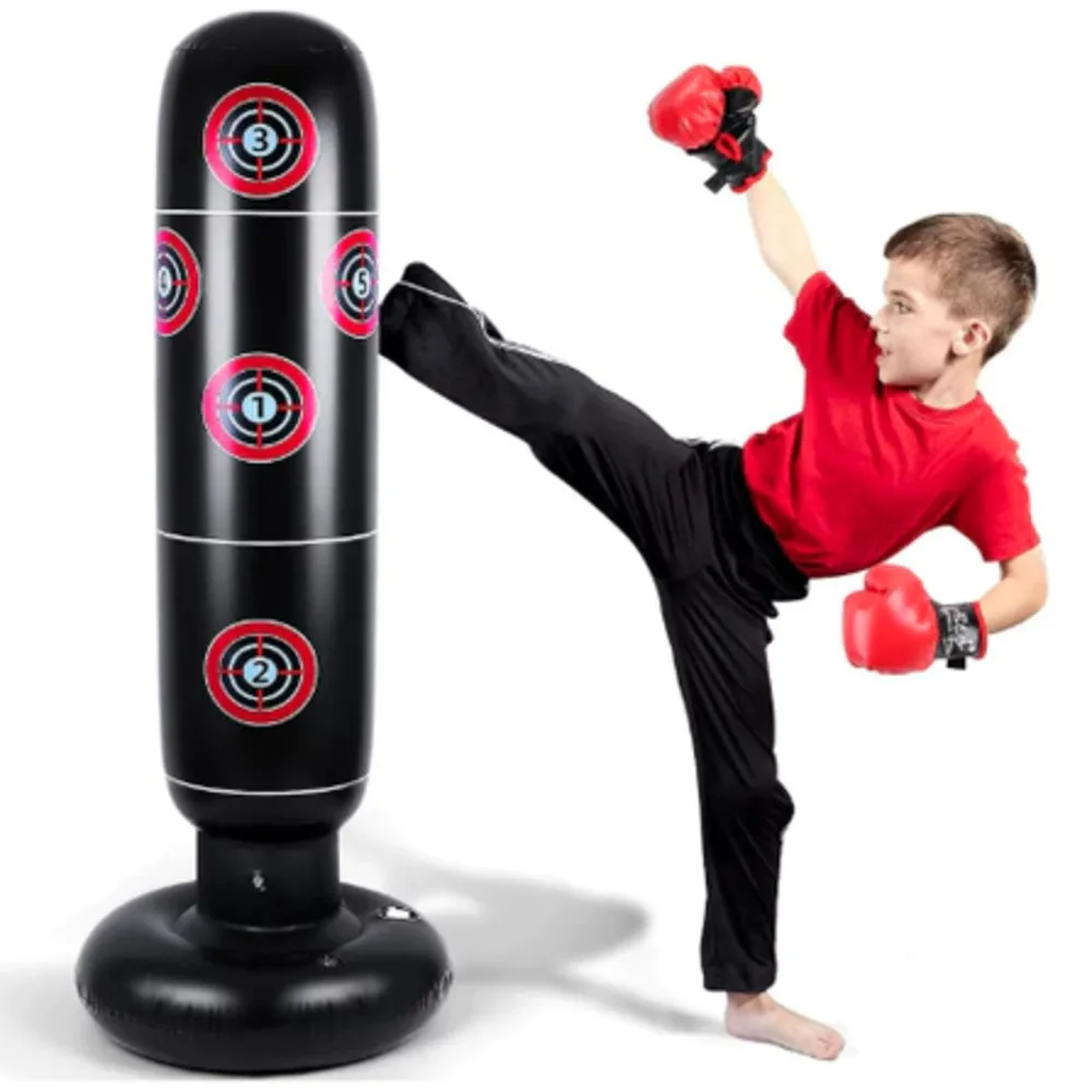 Saco de Boxe Infantil Inflável João Bobo com ou sem Luva e Bomba de Ar