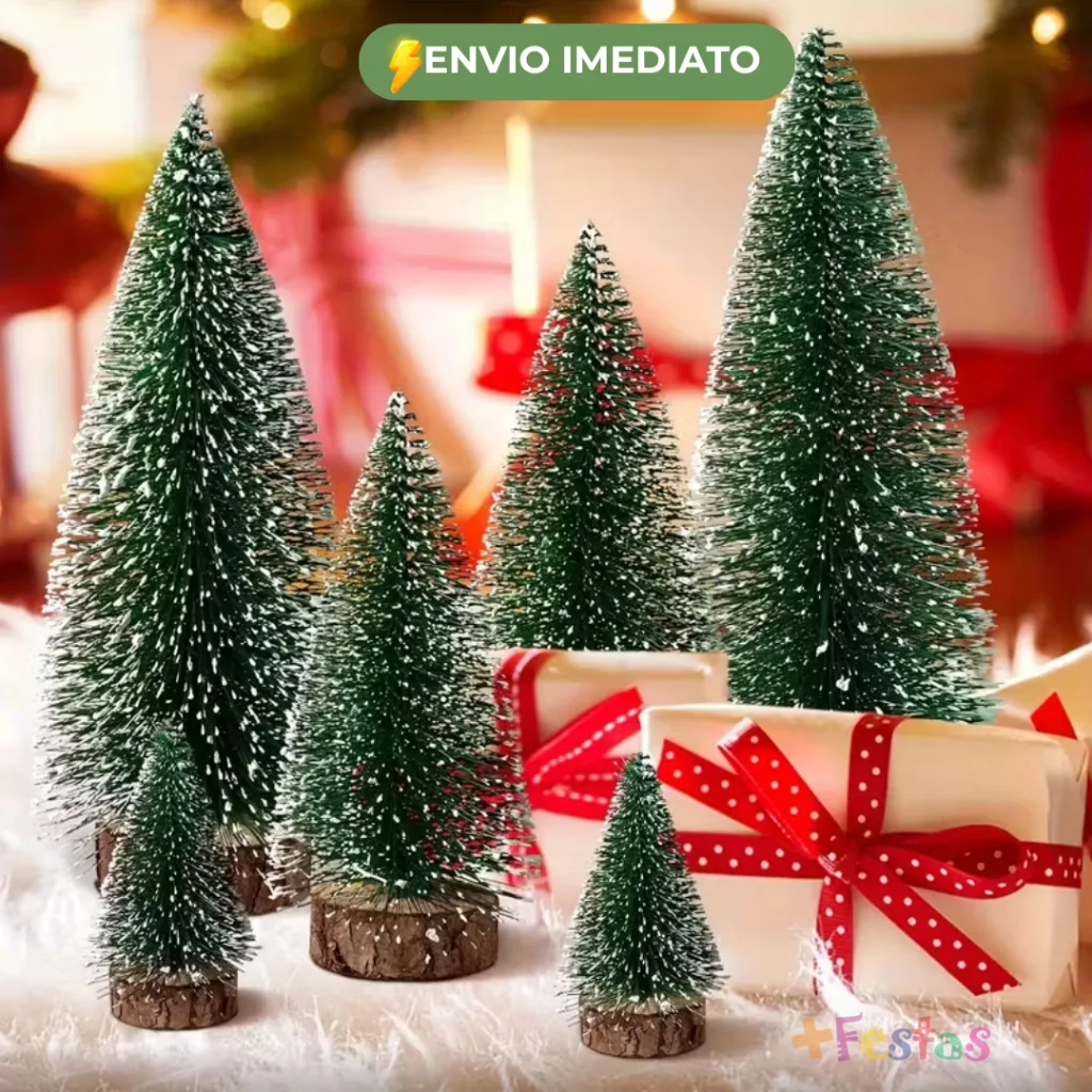 Kit 6 Mini Árvores de Natal Pinheiro 15 a 20 cm - Enfeite de Mesa