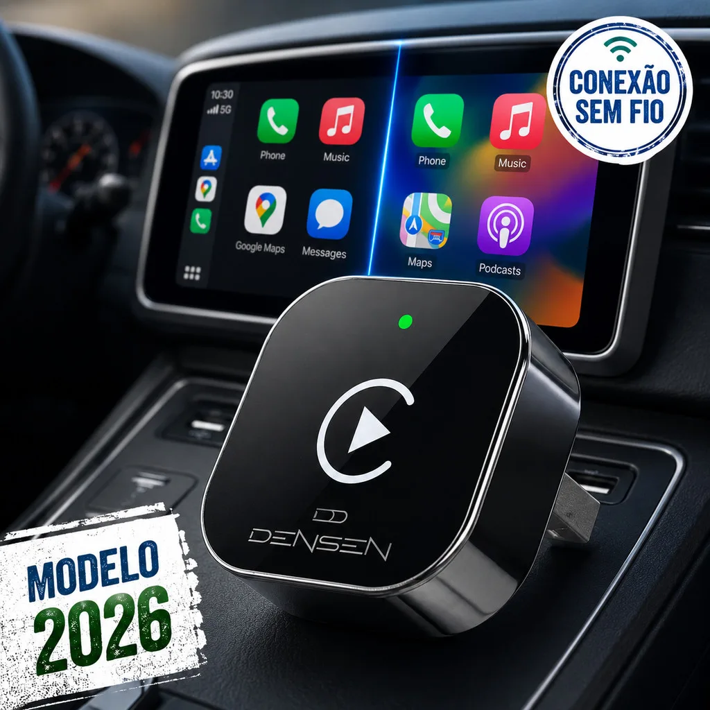 Adaptador CarPlay e Android Auto Sem Fio 2 em 1 USB - D Densen