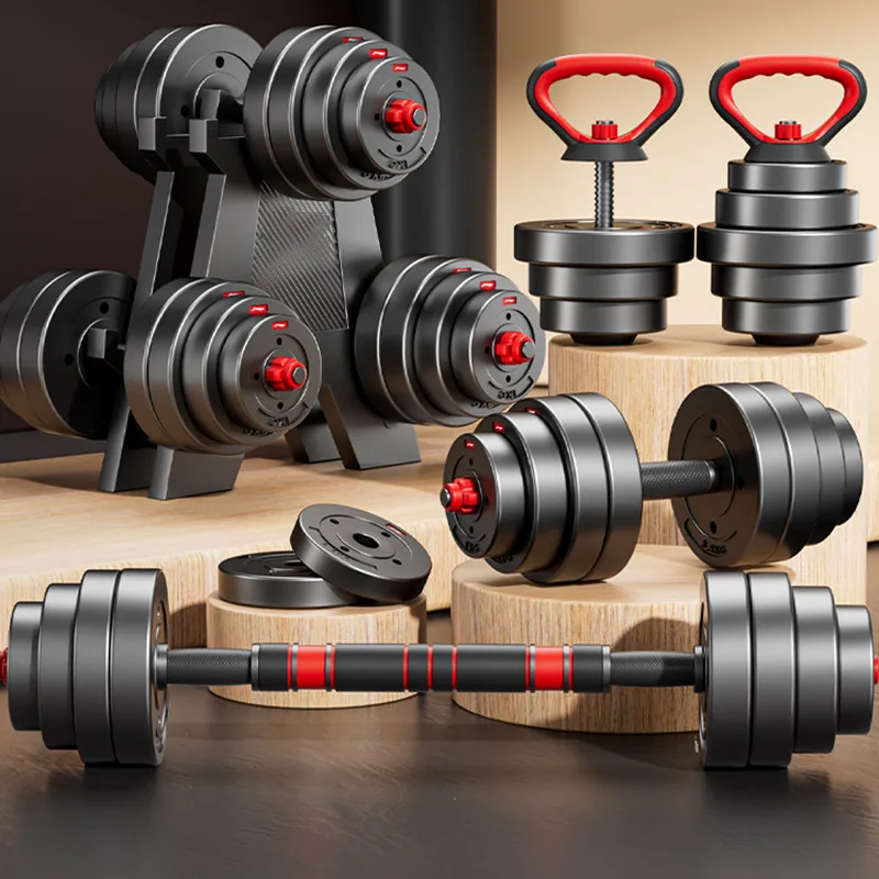Kit Halteres, Barra e Kettlebell 6 em 1 para Treino em Casa