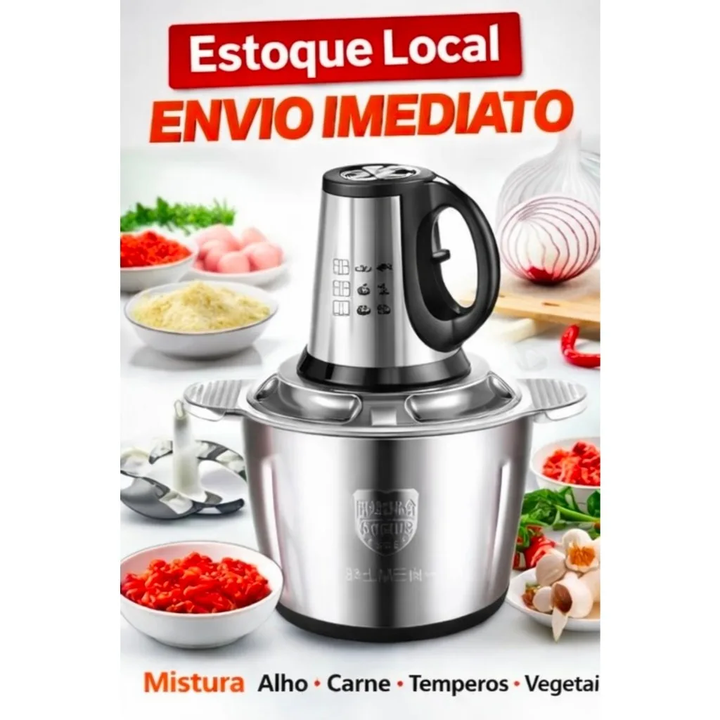 Picador de Alimentos Elétrico 2L/3L - Moedor de Carne, Mixer e Processador - 110V/220V