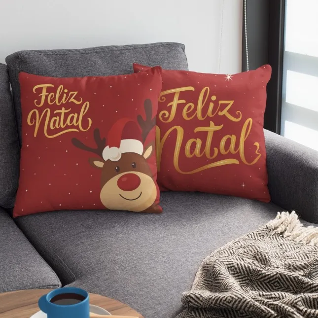 2 Capas de Almofada Decorativa de Natal - Papai Noel